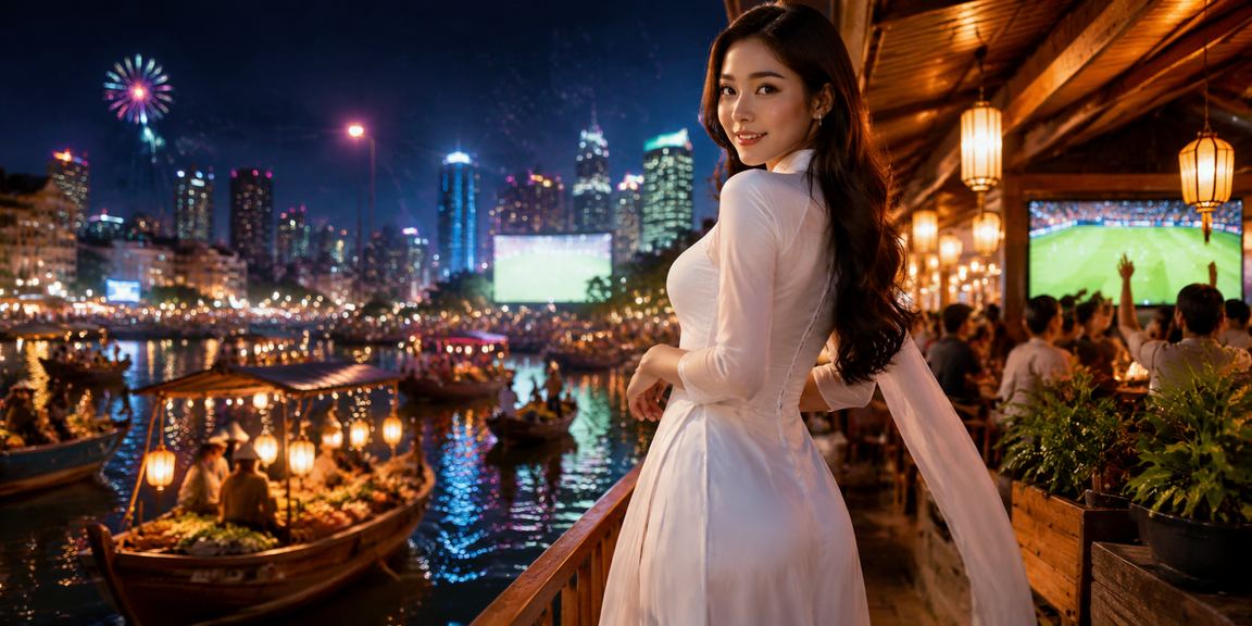 Người dùng tại Đà Lạt theo dõi kèo cá cược thể thao với trang phục áo dài
